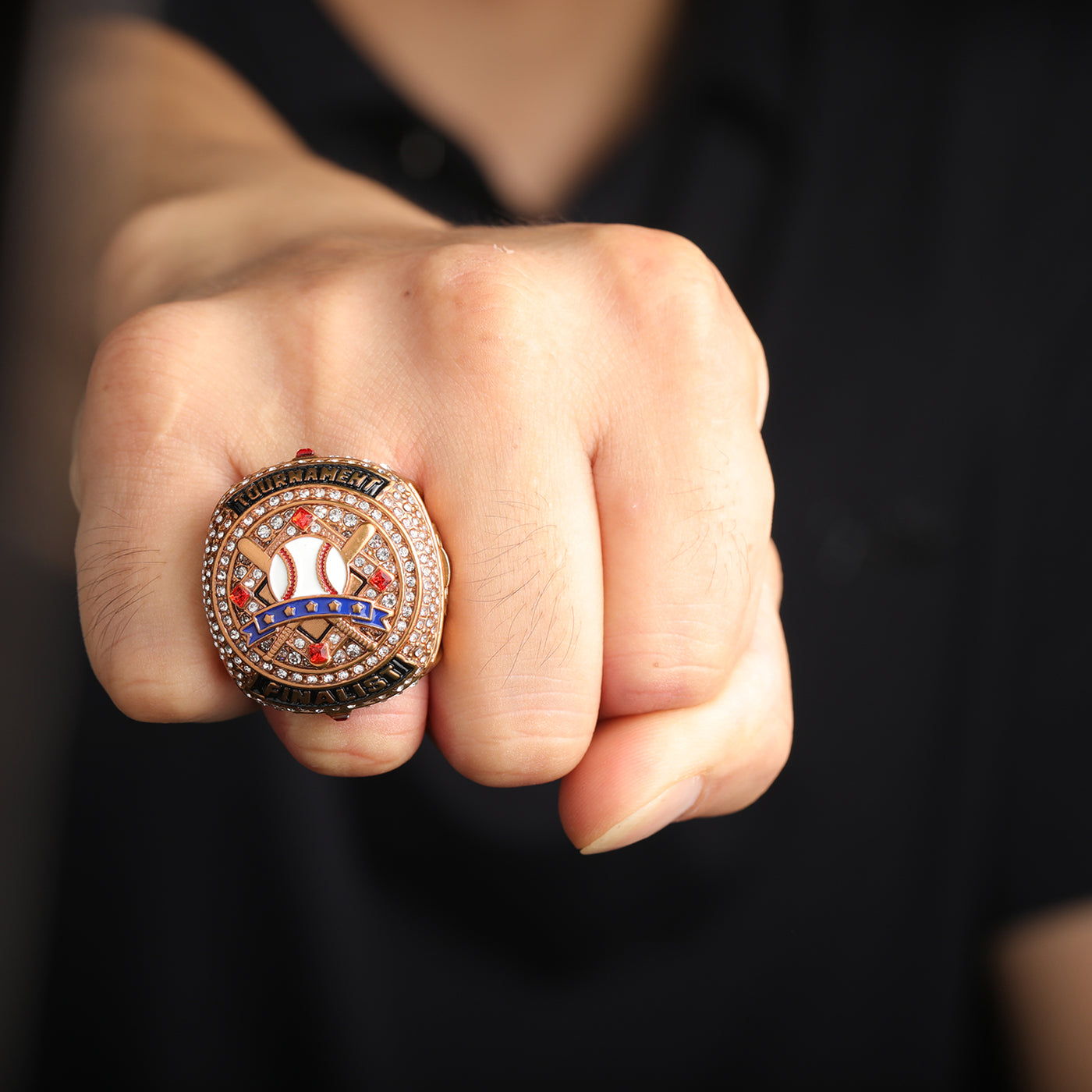 Team awards youth baseball Tournament two-tones gold champions silver bronze finalist ring size 9.5