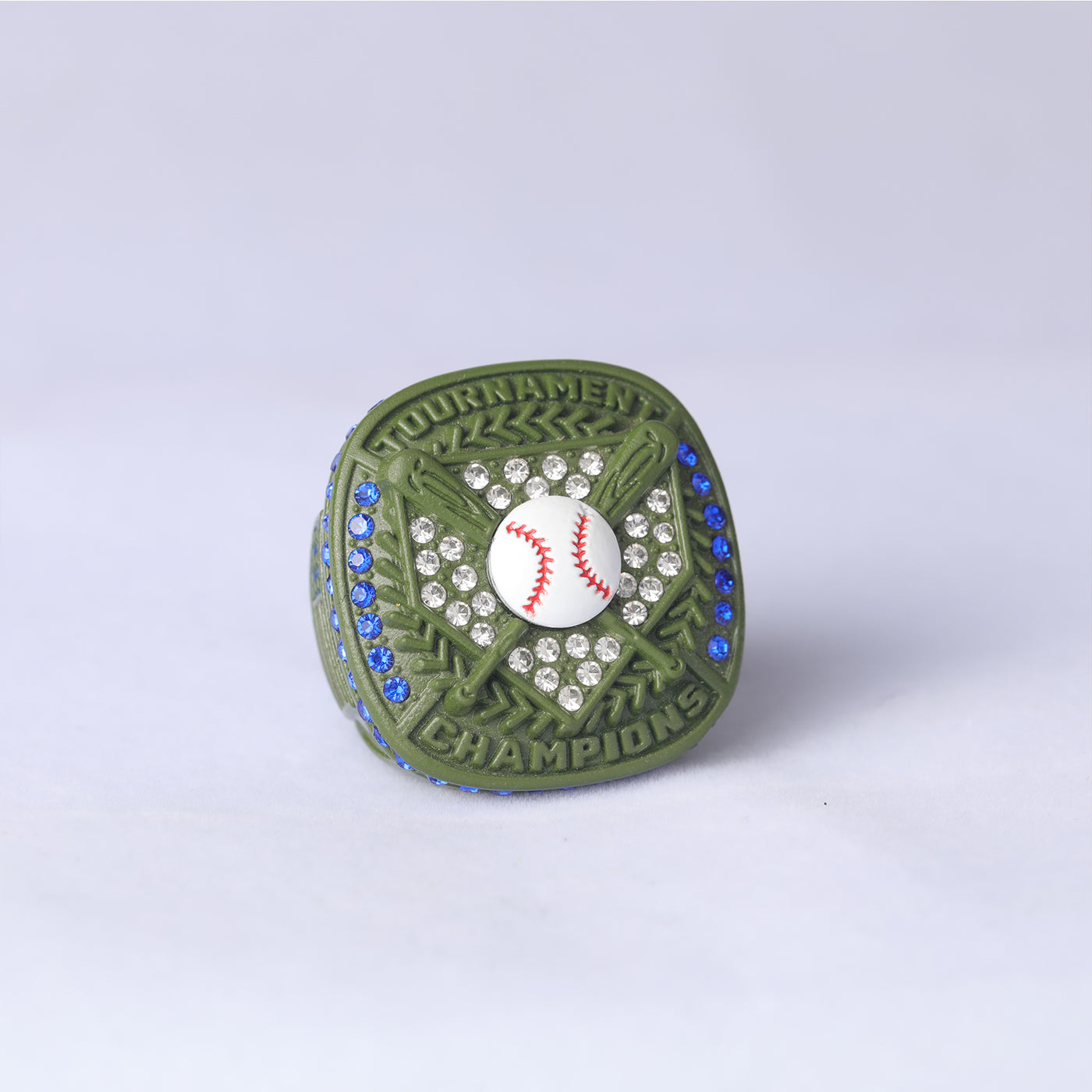 Olive green youth baseball championship ring good awards for boys size 9.5