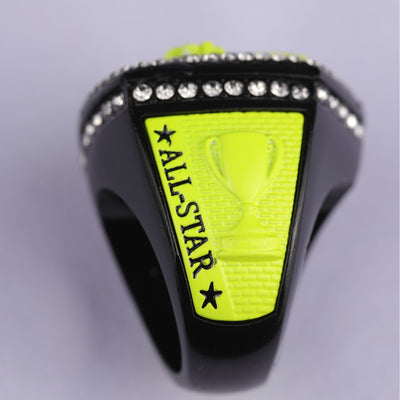 2025 ALL - STAR black and yellow championship ring youth size 9 and adult size 11 - Topsportsjewelry & awards