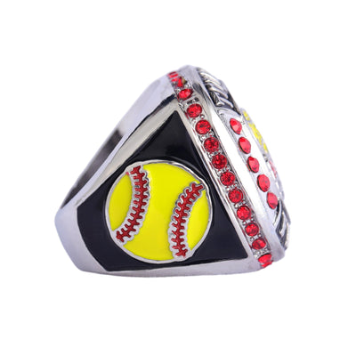 Generic flag heart series softball tournament championship ring size 9 - Topsportsjewelry & awards