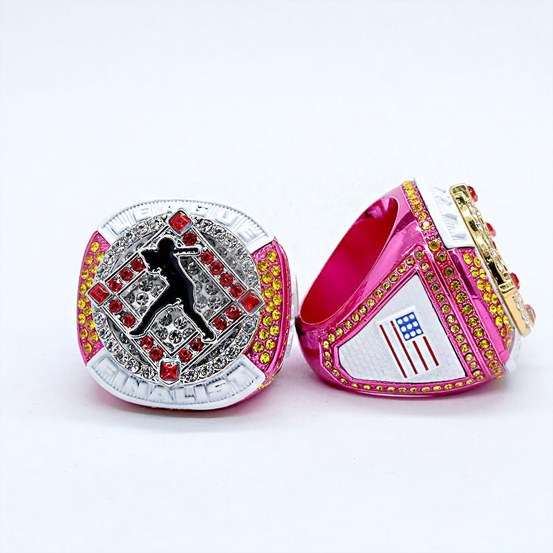 girl Pink white softball LEAGUE champions & finalist ring size 9.5 - Topsportsjewelry & awards