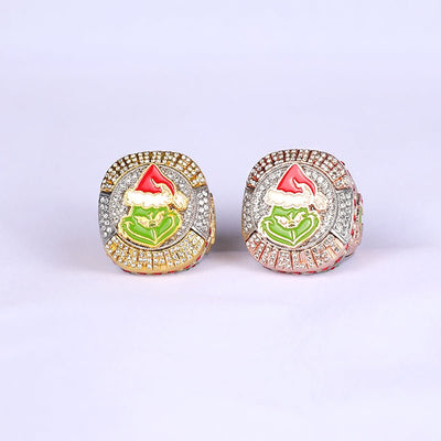 new arrival christmas grinch tournament gold champion and rose gold finalist ring size 10.5 - Topsportsjewelry & awards