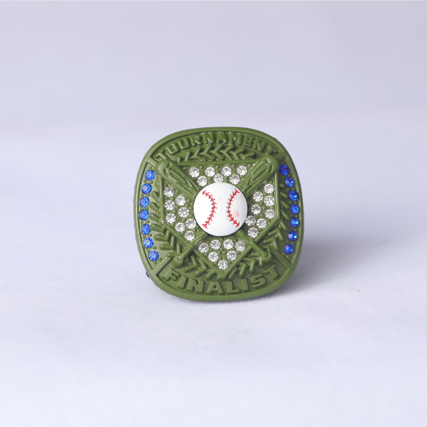 Olive green youth baseball championship ring good awards for boys size 9.5 - Topsportsjewelry & awards