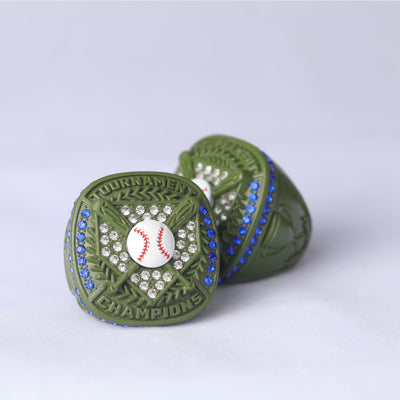 Olive green youth baseball championship ring good awards for boys size 9.5 - Topsportsjewelry & awards