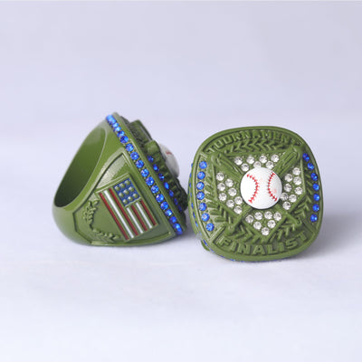 Olive green youth baseball championship ring good awards for boys size 9.5 - Topsportsjewelry & awards