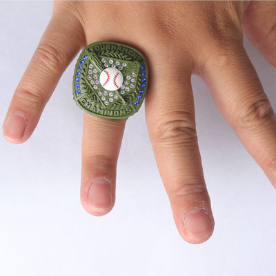 Olive green youth baseball championship ring good awards for boys size 9.5 - Topsportsjewelry & awards
