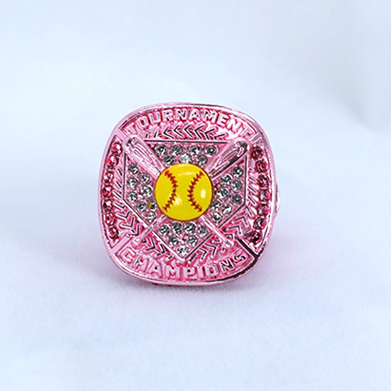 pink tournament youth softball championship ring size 9.5 - Topsportsjewelry & awards