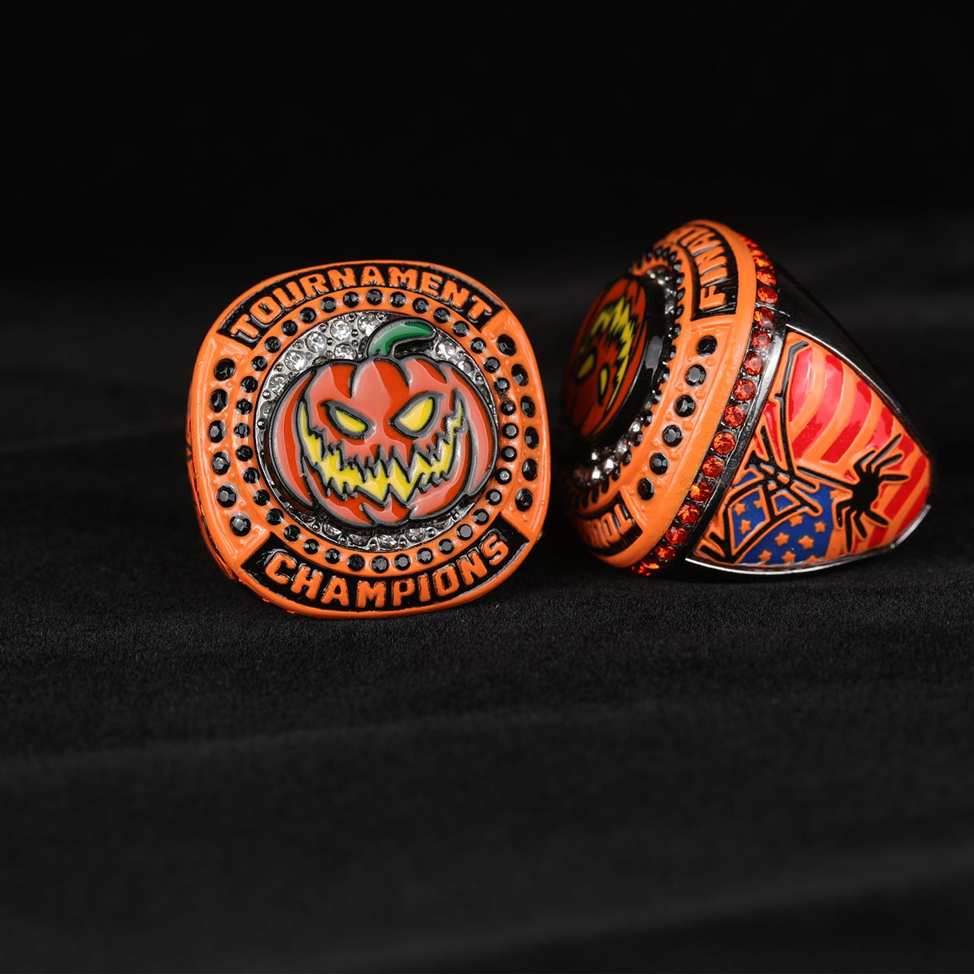 pumpkin softball gunmetal orange rings on sale size 9.5 - Topsportsjewelry & awards