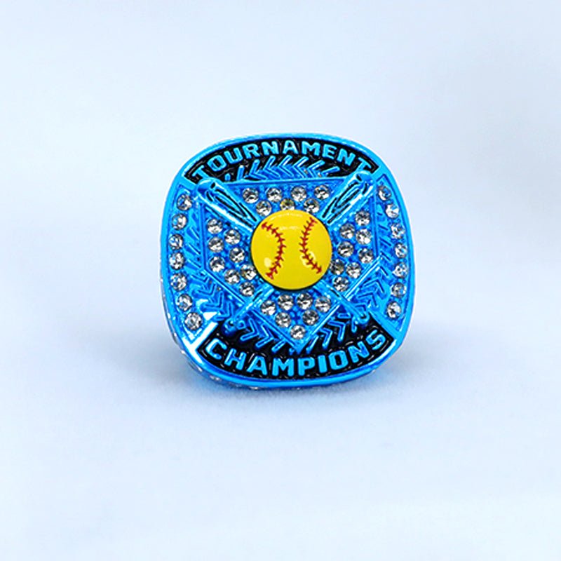 sky blue youth softball tournament championship rings size 9.5 for girls - Topsportsjewelry & awards