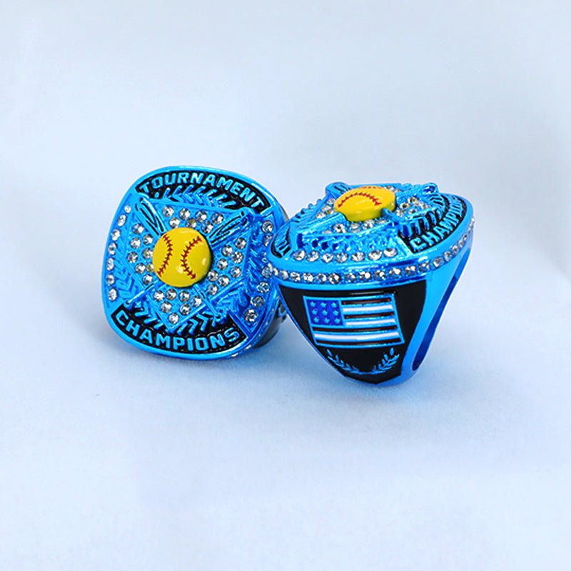 sky blue youth softball tournament championship rings size 9.5 for girls - Topsportsjewelry & awards