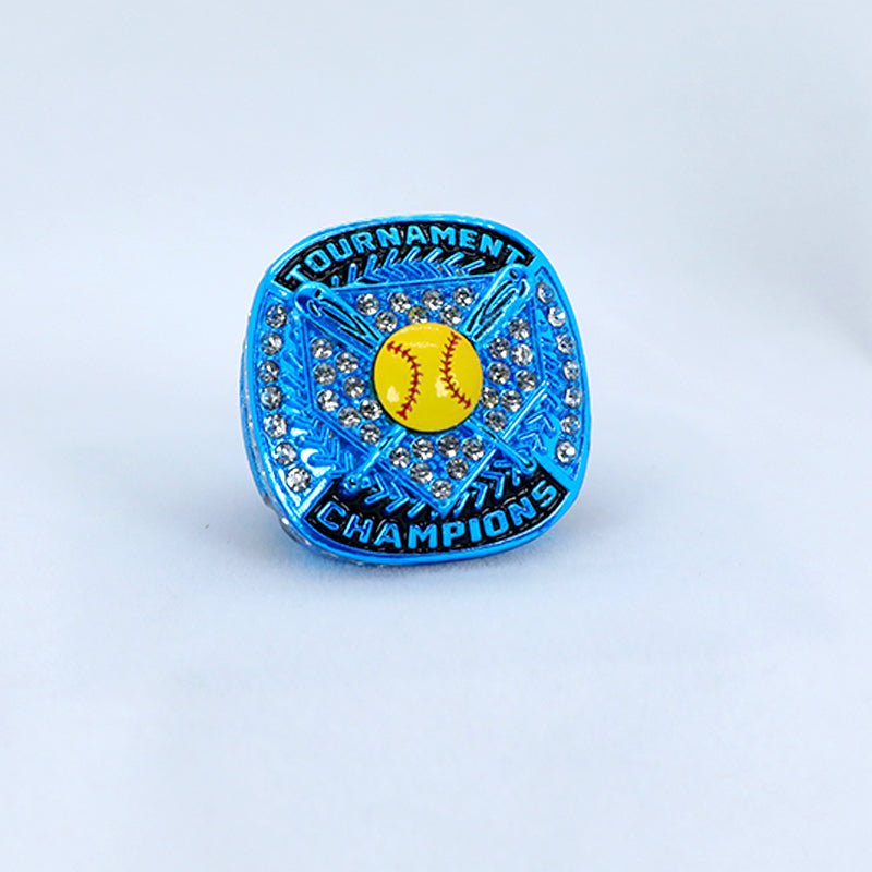 sky blue youth softball tournament championship rings size 9.5 for girls - Topsportsjewelry & awards