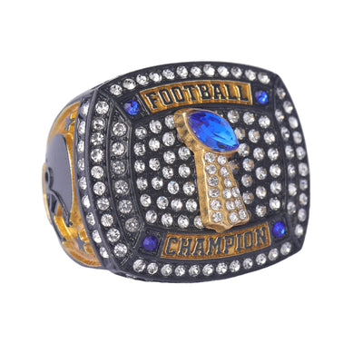 youth football player teams awards black gold silver championship ring size 9 - Topsportsjewelry & awards