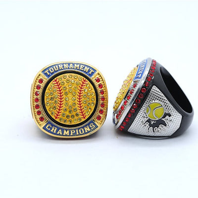 Black gold silver plating softball tournament championship ring - Topsportsjewelry & awards