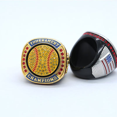 Black gold silver plating softball tournament championship ring - Topsportsjewelry & awards