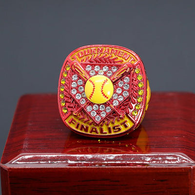 Bling bling red youth girl softball tournament championship ring - Topsportsjewelry & awards