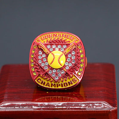 Bling bling red youth girl softball tournament championship ring - Topsportsjewelry & awards