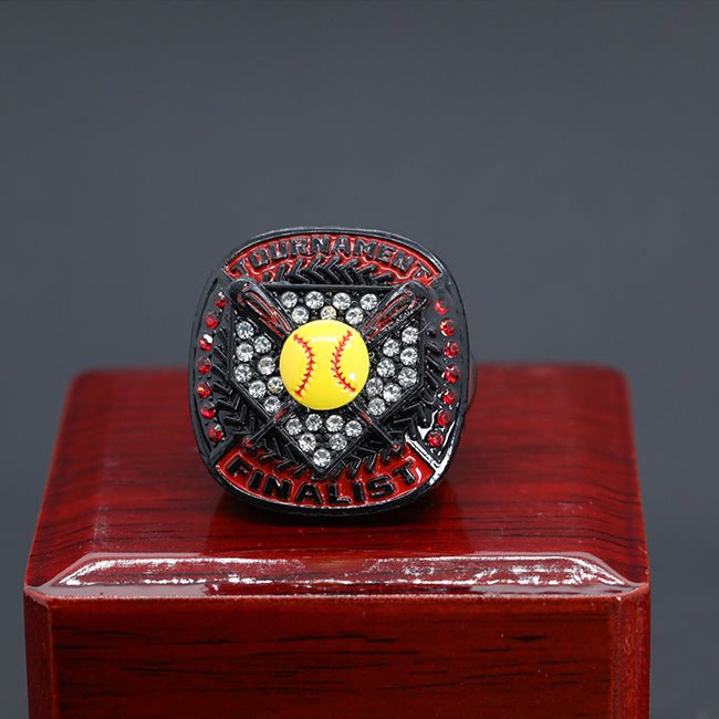 Blingbling black red enamel paint girl softball tournament championship ring - Topsportsjewelry & awards