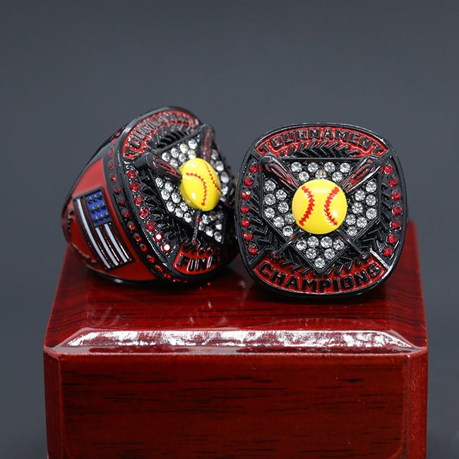 black red enamel paint girl softball tournament championship ring – Top ...