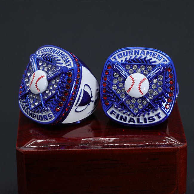 Blue ring white paint youth baseball tournament championship ring