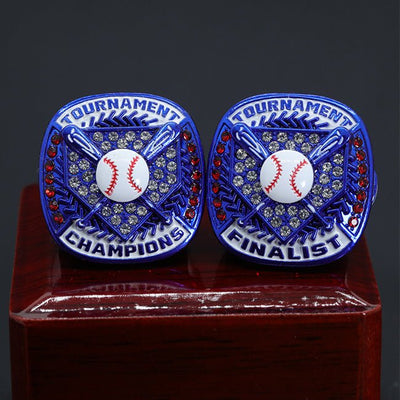 Blue ring white enamel paint youth baseball tournament championship ring - Topsportsjewelry & awards