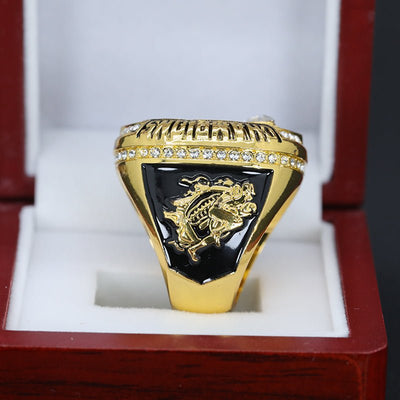 ring side a football player running with the football on hands fire behinds - Topsportsjewelry & awards