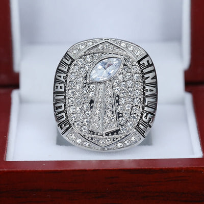 Fast shipping gold and silver plating zinc football championship rings with trophy on front clear diamonds size 11 - Topsportsjewelry & awards