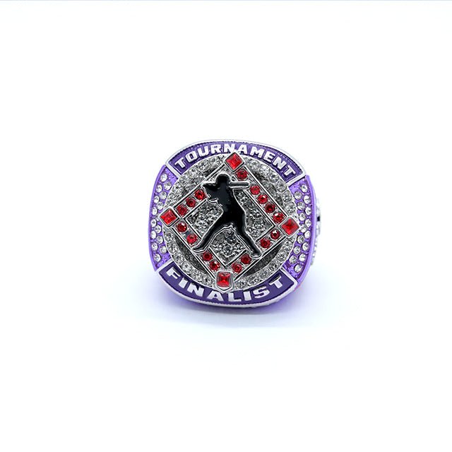 Girl purple softball tournament champions and finalist ring red stone - Topsportsjewelry & awards