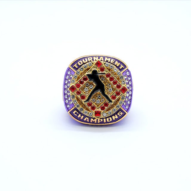 Girl purple softball tournament champions and finalist ring red stone - Topsportsjewelry & awards