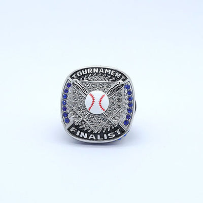 Gold and silver plating baseball tournament championship rings blue stones kids gifts finger size 9 - Topsportsjewelry & awards