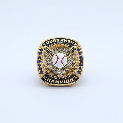 Gold and silver plating baseball tournament championship rings blue stones kids gifts finger size 9 - Topsportsjewelry & awards