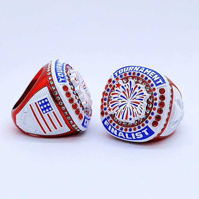 July 4th baseball softball tournament red championship rings finger size 9 - Topsportsjewelry & awards