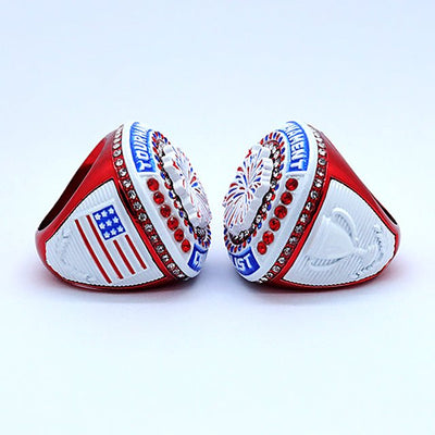 July 4th baseball softball tournament red championship rings finger size 9 - Topsportsjewelry & awards