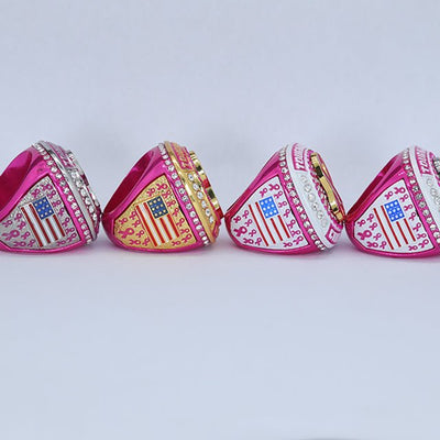 new arrival breast cancer pink ribbon baseball tournament champions finalist rings - Topsportsjewelry & awards