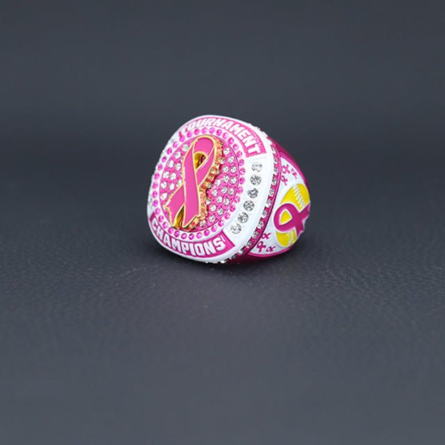 New arrival breast cancer pink softball tournament championship rings size 10 - Topsportsjewelry & awards